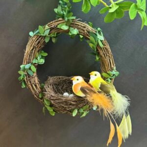 Decorative Twig Bird Nest with Artificial Birds