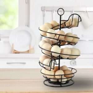 Spiral Metal Wire Rotating Egg Dispenser Rack