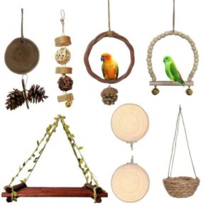 6-Piece Bird Toy Set with Bells and Swing